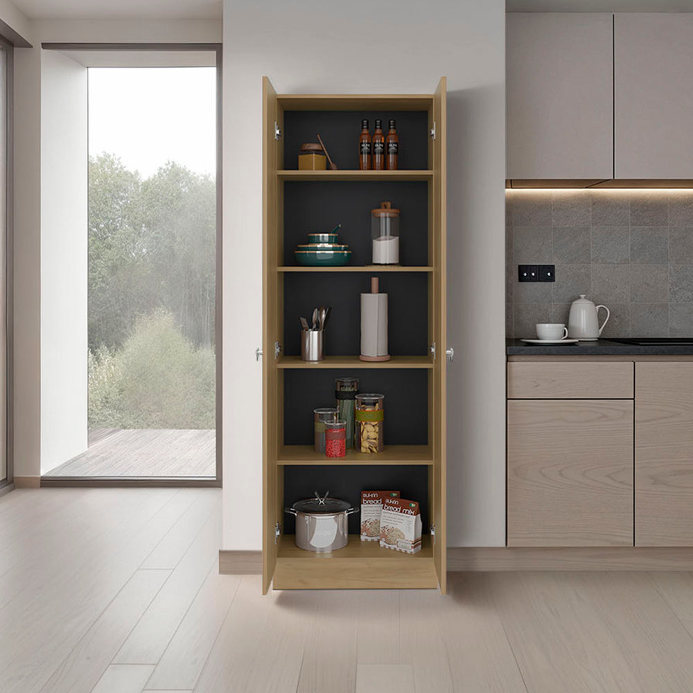 Dakari Multistorage Storage Cabinet with Double Door and 5 Open Shelves – Enclosed Vertical Shelving
