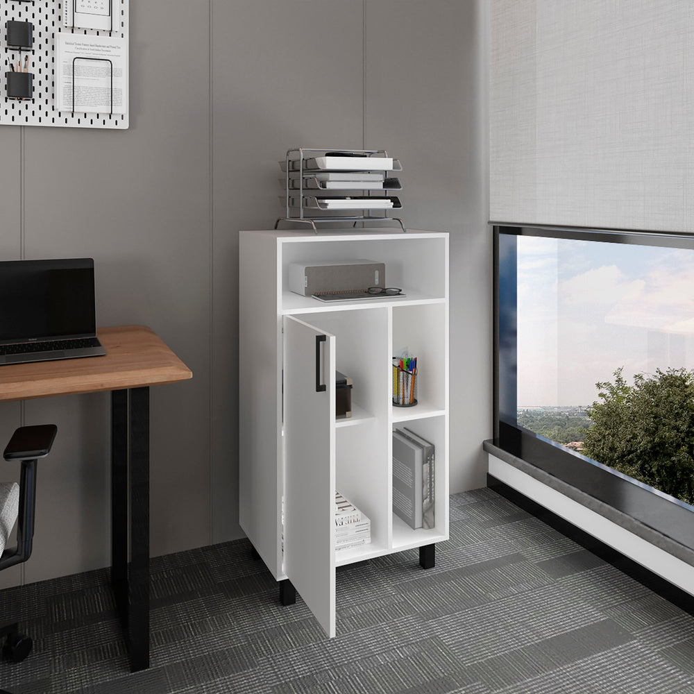 24-Inch Dewar Base Storage Cabinet with Single Door and 5 Open Shelves – Concealed Cabinet Storage