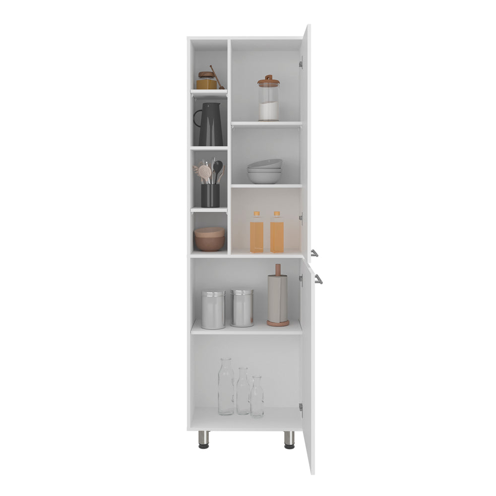 23-Inch Enetai Kitchen Pantry Cabinet with Double Door and 9 Open Shelves – Elevated, Sturdy Design