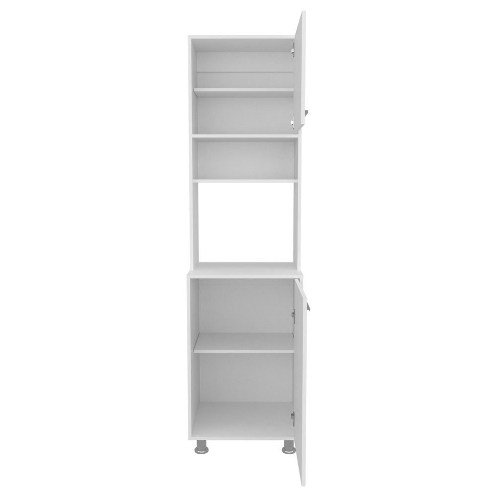 21-Inch Posen Kitchen Pantry Cabinet with Double Door and 5 Open Shelves – Open Middle Shelving