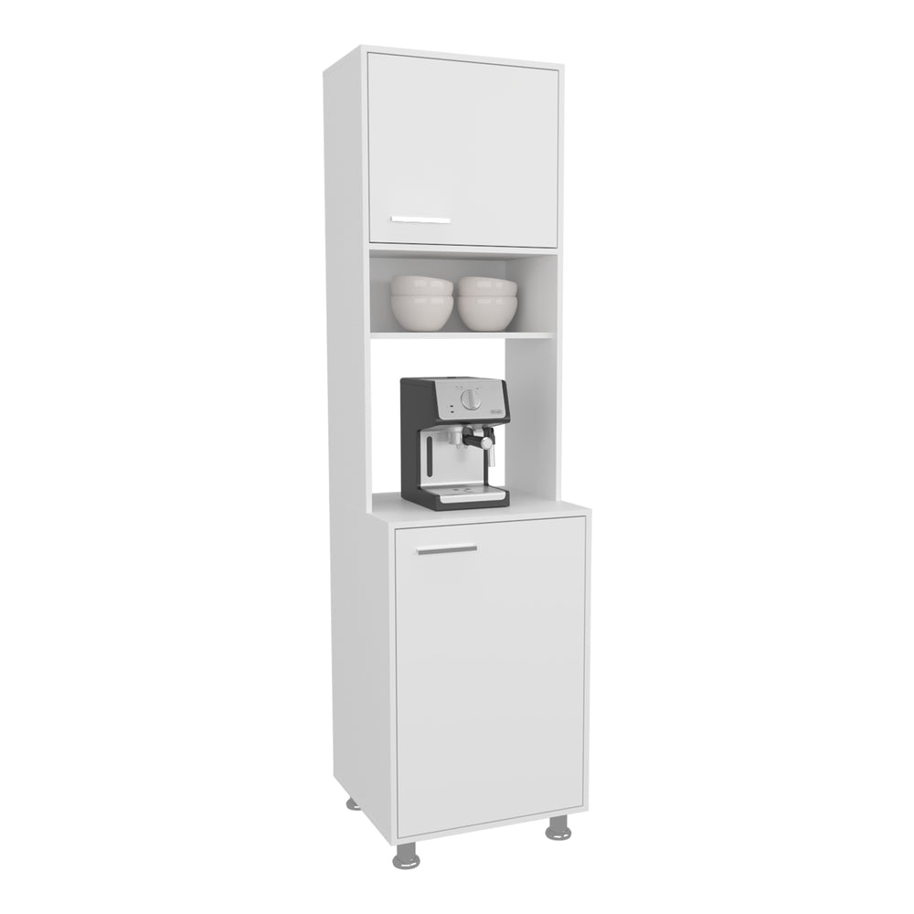 21-Inch Posen Kitchen Pantry Cabinet with Double Door and 5 Open Shelves – Sturdy White Build