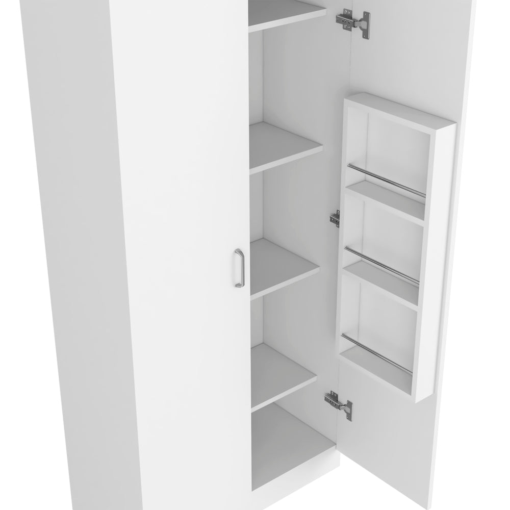 Chad Pantry Cabinet with Double Door and 5 Open Shelves – Sturdy Construction
