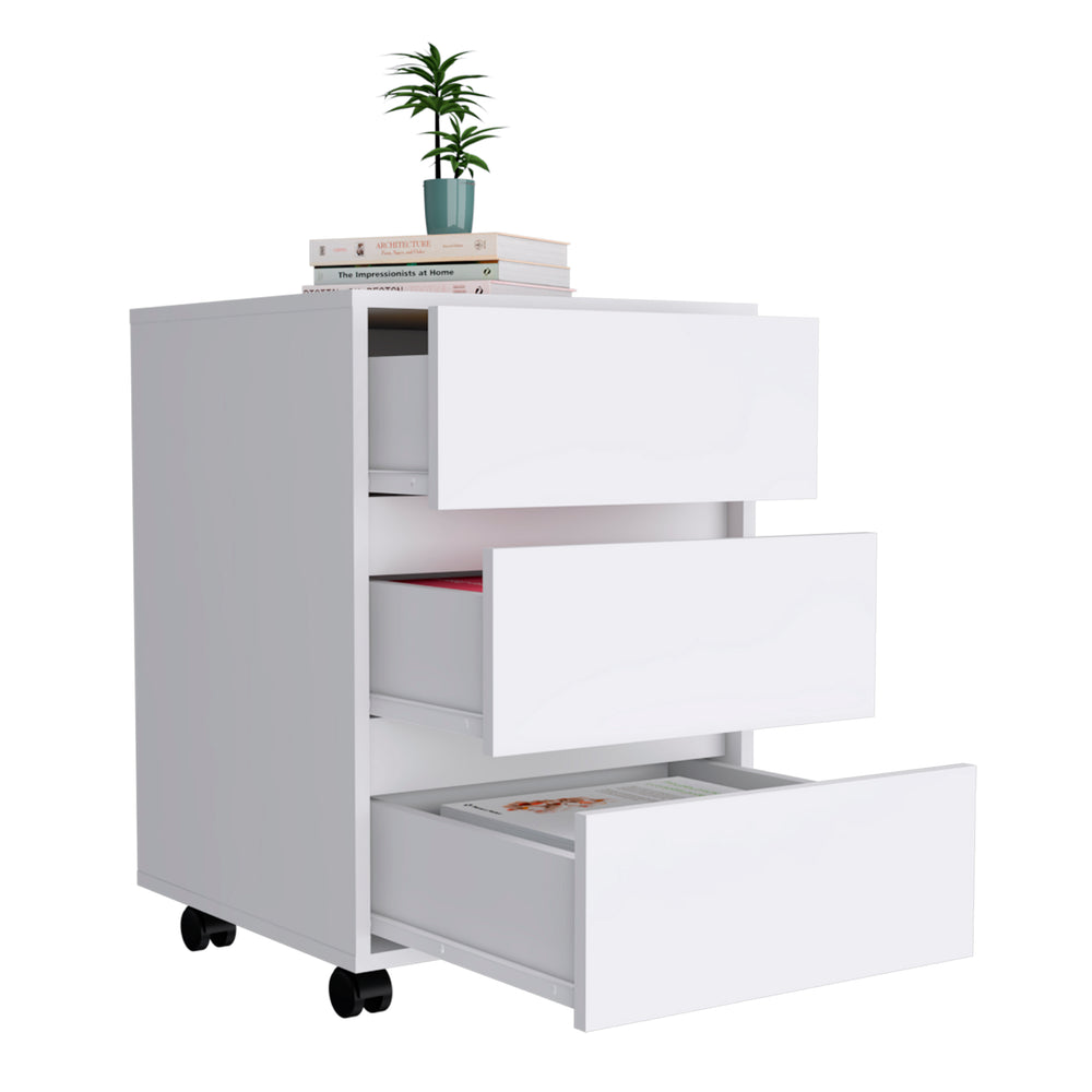 18-Inch Ibero Storage Cabinet with Casters – Sturdy White Build