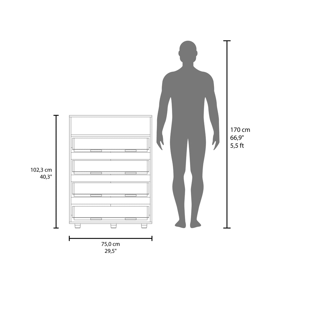 30-Inch Trevose Dresser with 4-Drawer – Overall Dimensions