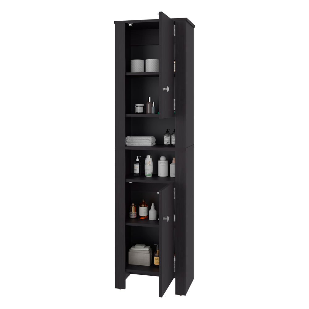 17-Inch Navassa Storage Cabinet with Double Door and 6 Open Shelves – Slim Profile