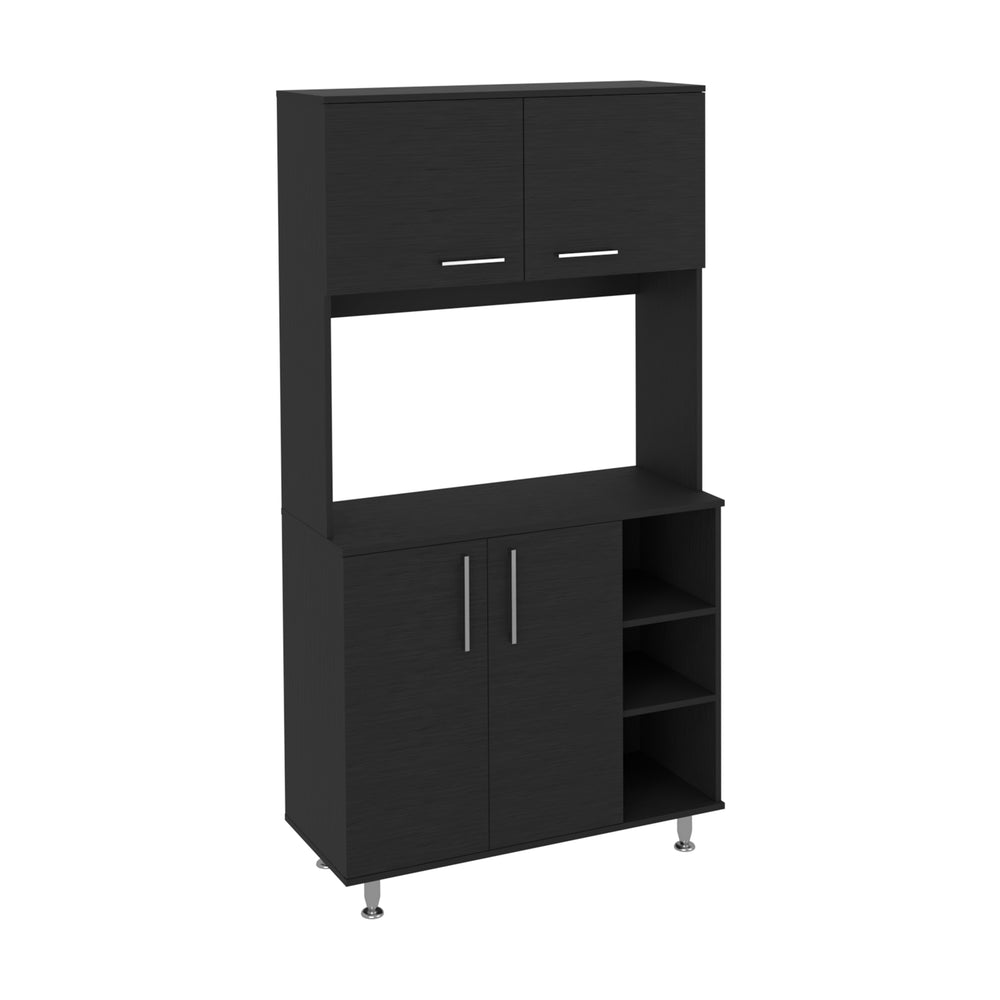Malta Kitchen Pantry Cabinet with Double Door and 3 Open Shelves – Concealed Overhead Storage