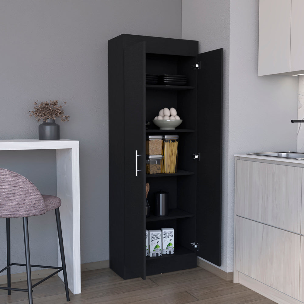 24-Inch Teller Pantry Cabinet with 5 Open Shelves – Multi-Level Interior Shelving