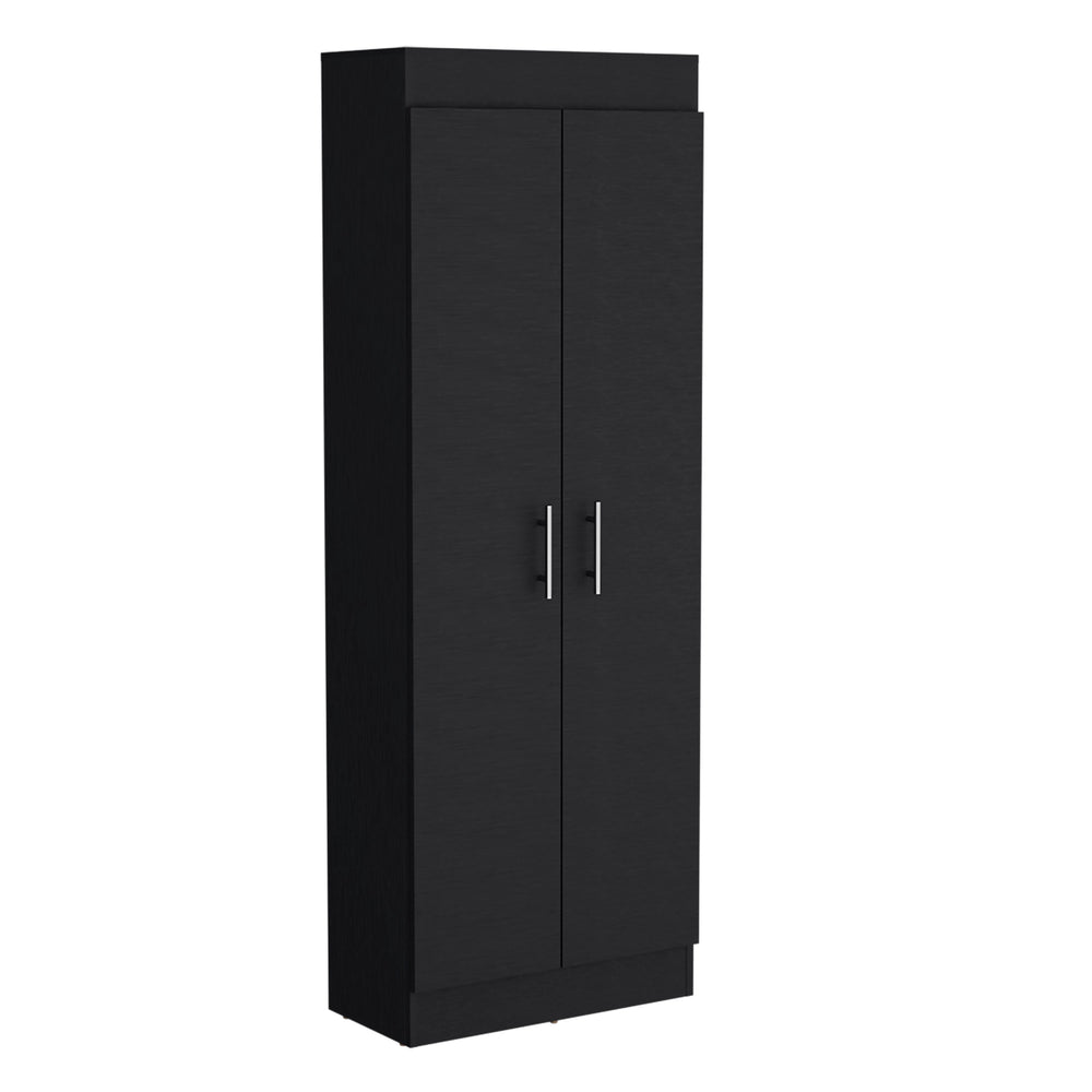 24-Inch Teller Pantry Cabinet with 5 Open Shelves – Cabinet Doors for Hidden Storage