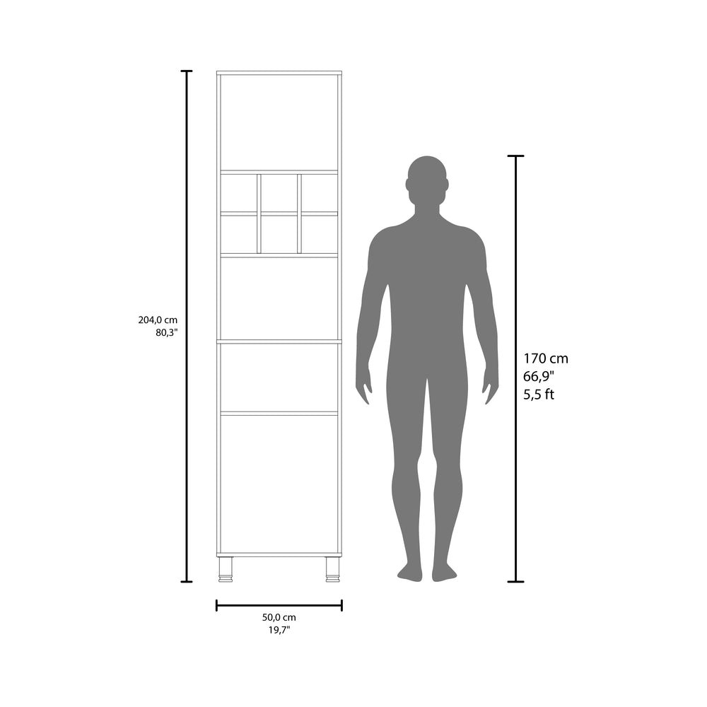 20-Inch Ashford Kitchen Pantry Cabinet with Double Door and 8 Open Shelves – Tall, Vertical Footprint
