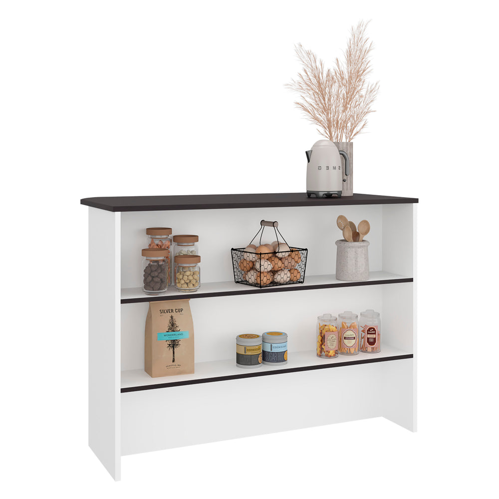47-Inch Gravette Kitchen Island with 3 Open Shelves – Sturdy Build