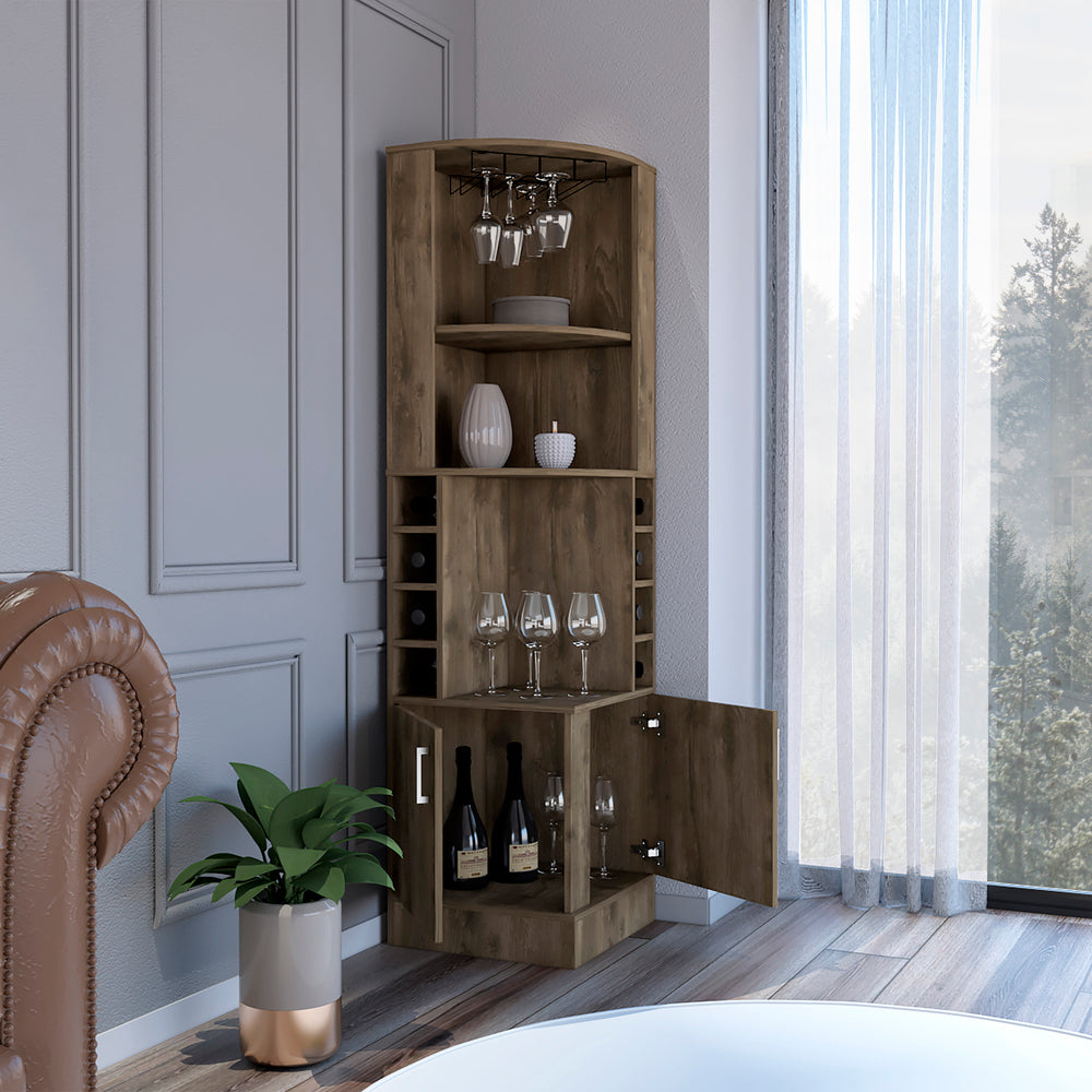 18-Inch Egina Bar Cabinet with 2 Open Shelves – Open Wine Bottle Slots