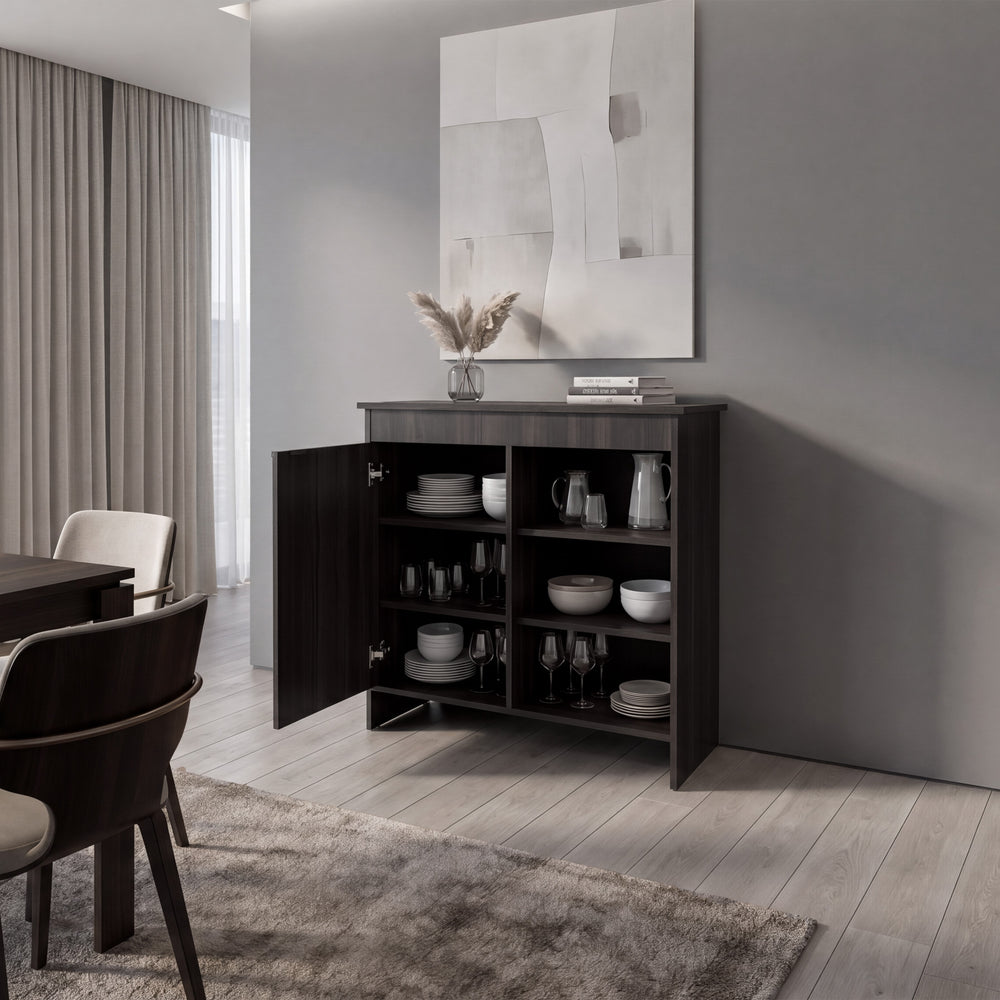 32-Inch Peletier Modern Sideboard Cabinet with Open & Enclosed Storage Shelves – Closed Cabinet Door