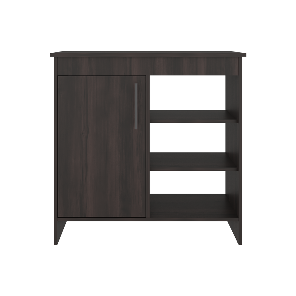 32-Inch Peletier Modern Sideboard Cabinet with Open & Enclosed Storage Shelves – Dark Walnut Manufactured Wood Finish