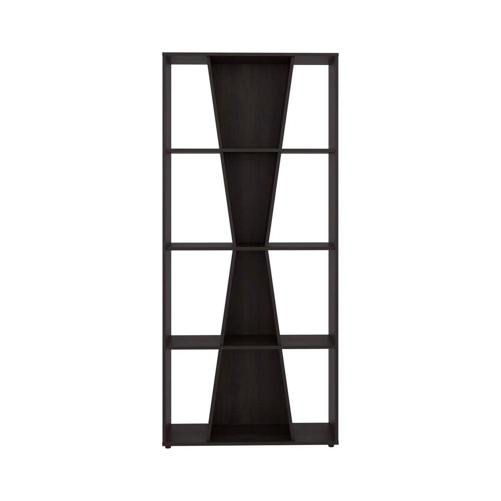 71-Inch Selawik Geometric Bookcase | 4-Tier Open Display Shelf | 11 Storage Compartments | Modern Living Room & Home Office Bookshelf – Angled Geometric Display Frame