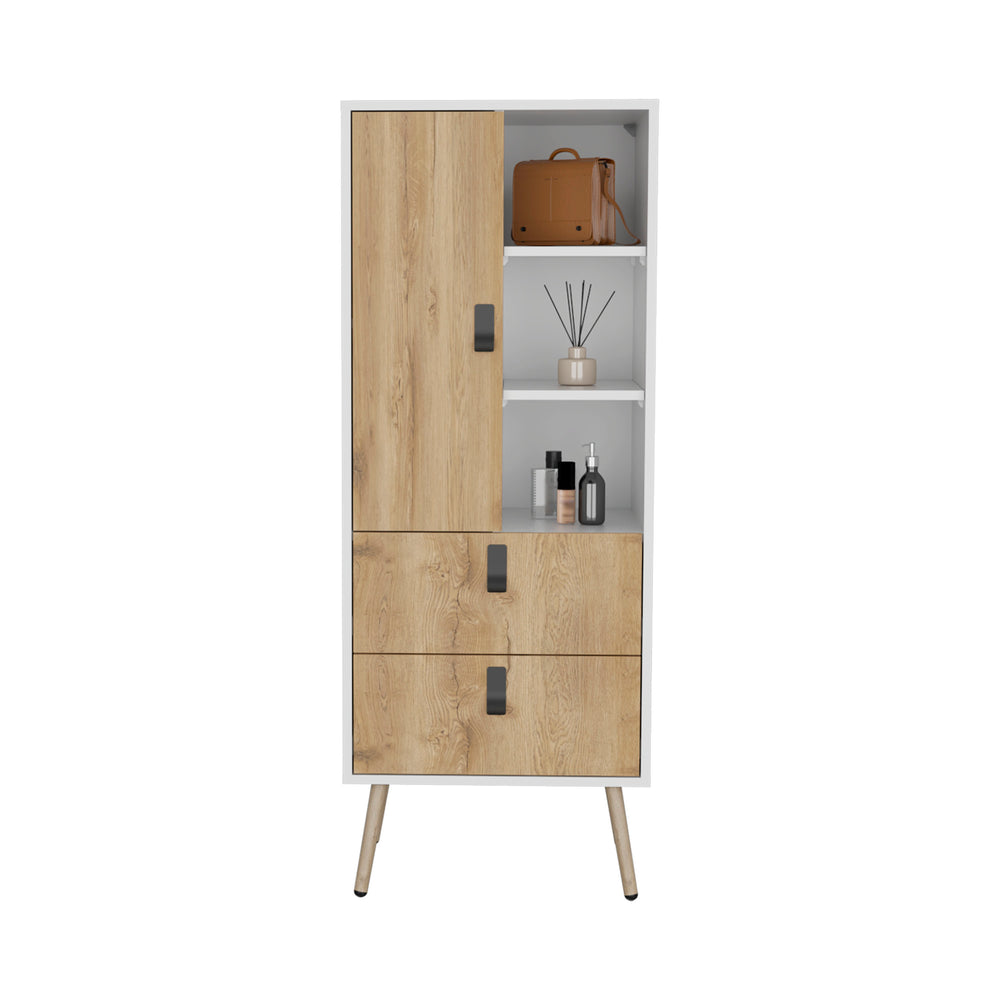 20-Inch Toka Tall Dresser with 2-Drawer and Single Door – Durable Two-Tone Finish