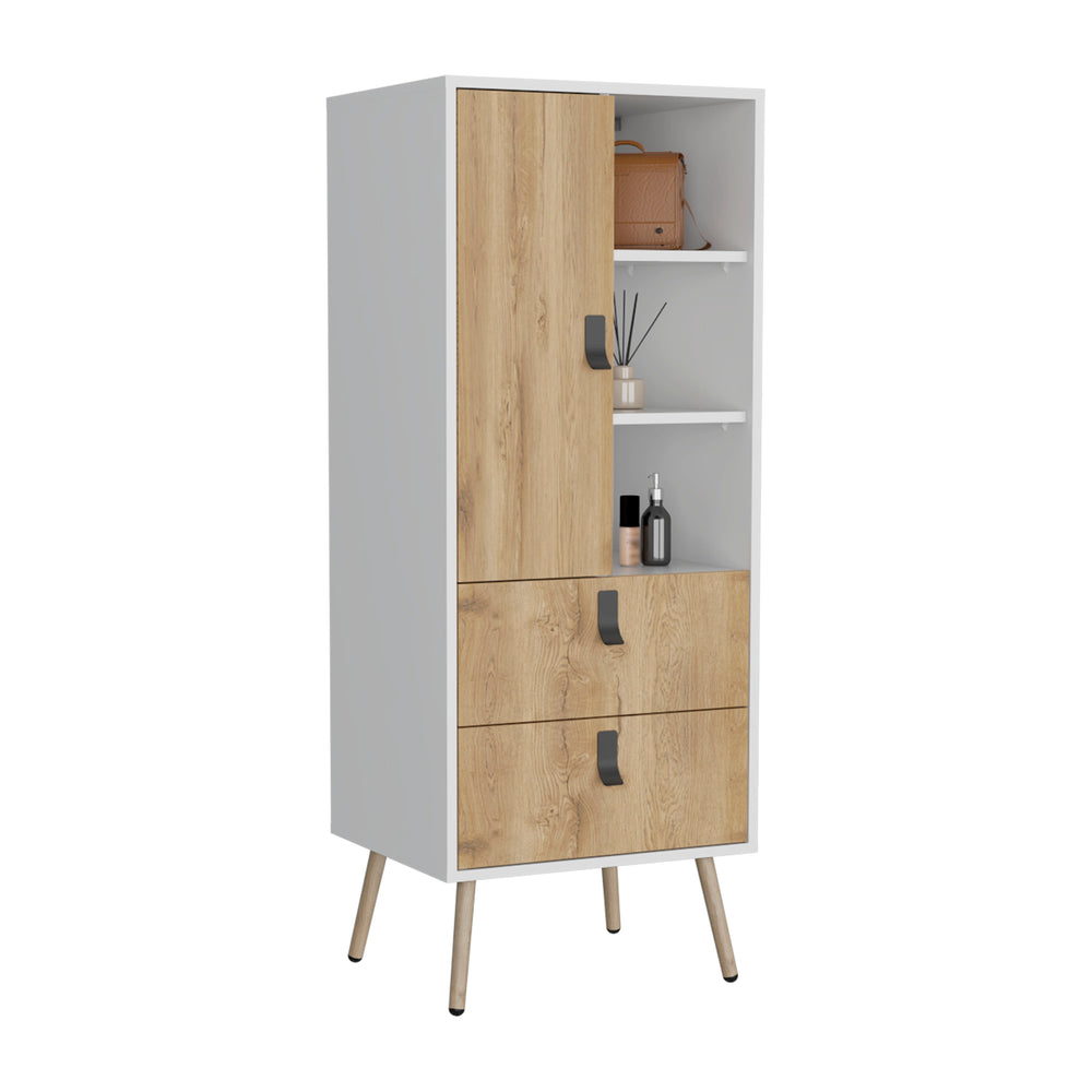 20-Inch Toka Tall Dresser with 2-Drawer and Single Door – Cabinet Door with Adjustable Shelving