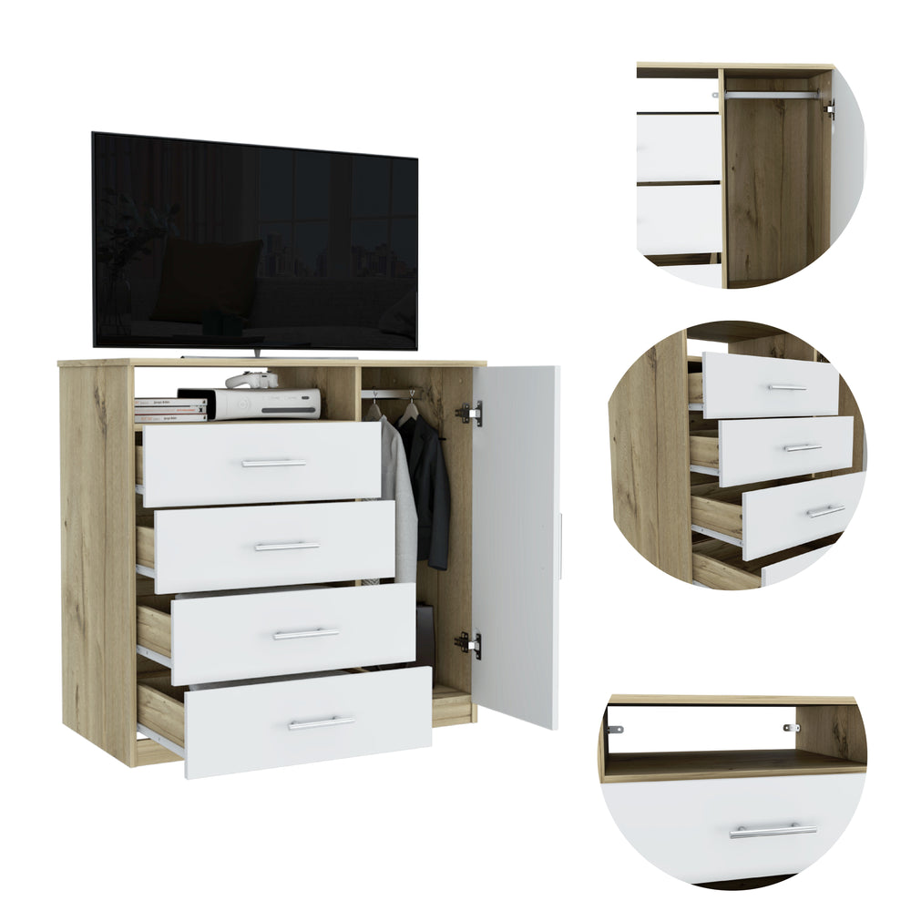 36-Inch Rioja Dresser with 4-Drawer and Single Door – Open Display Shelf