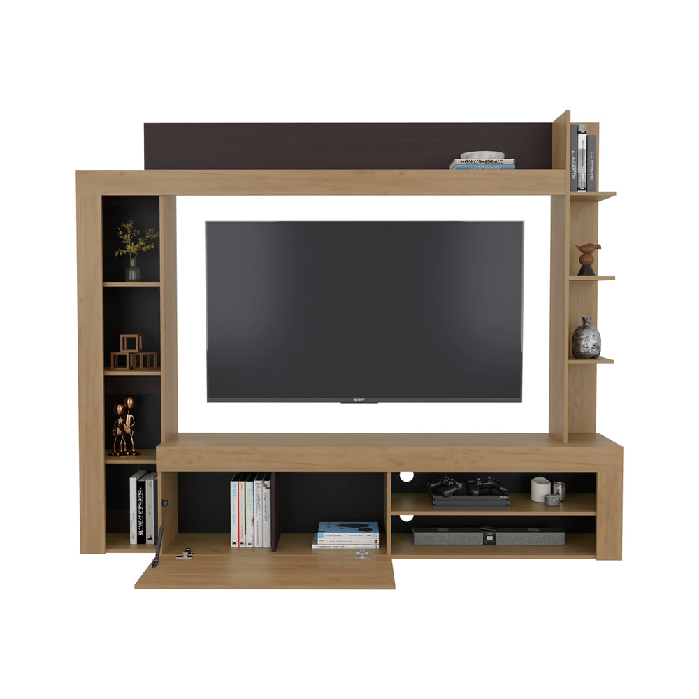 85-Inch Otis Entertainment Center with Single Door and 10 Open Shelves – Durable Construction