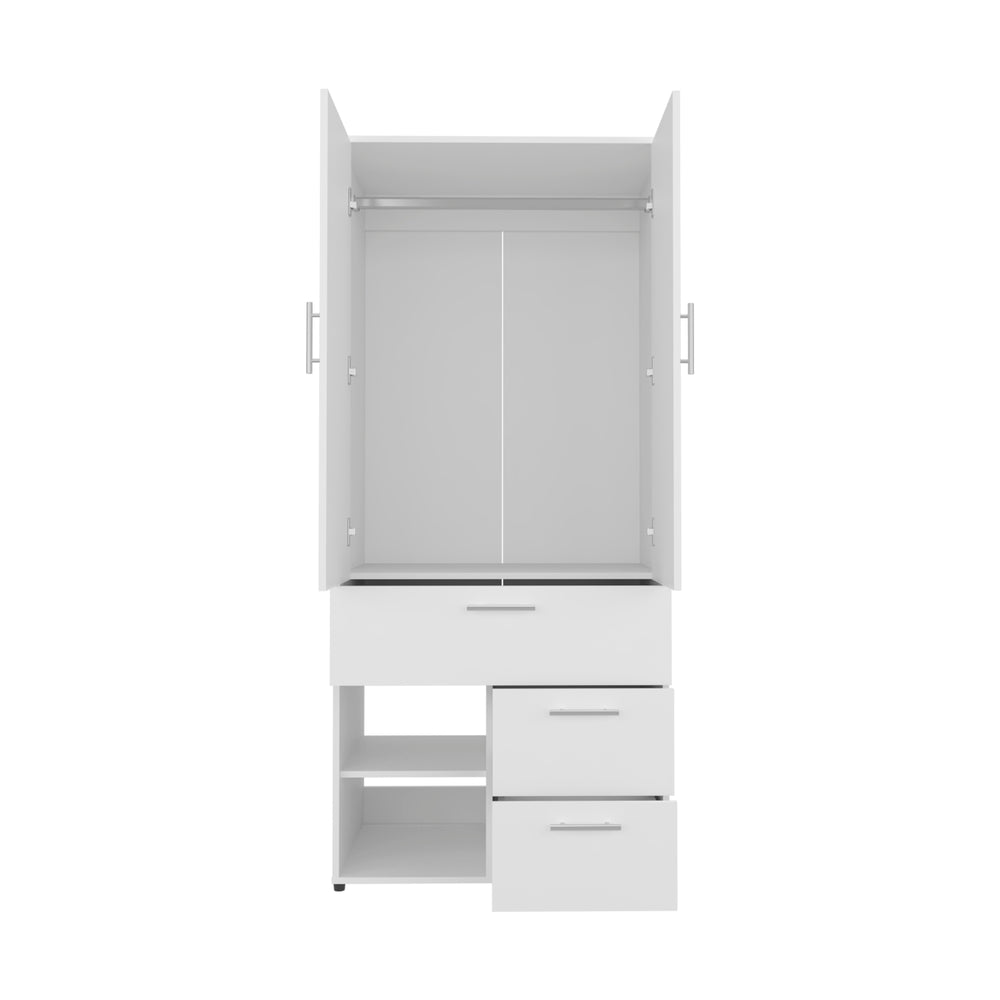32-Inch Riverdale Armoire with 3-Drawer and Double Door – Built-In Drawer Column
