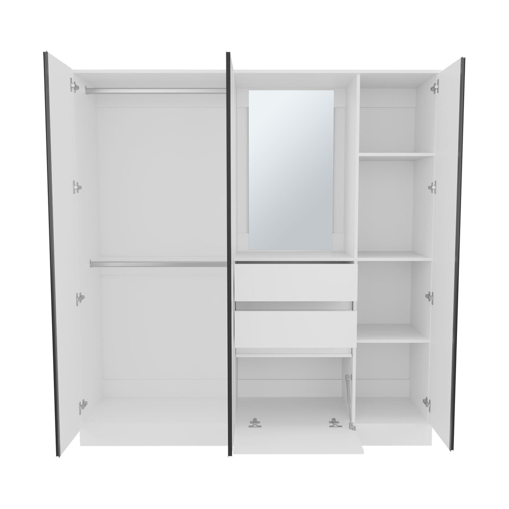 70-Inch Deseret Armoire with 2-Drawer and 5 Open Shelves – Durable Construction