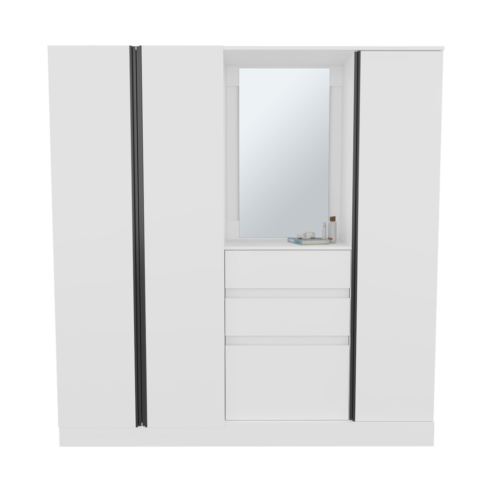 70-Inch Deseret Armoire with 2-Drawer and 5 Open Shelves – Hanging & Mirror Convenience