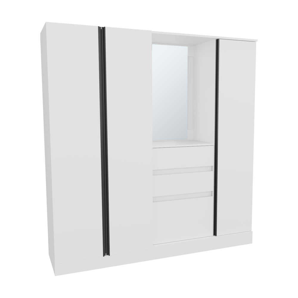 70-Inch Deseret Armoire with 2-Drawer and 5 Open Shelves – Reliable Support