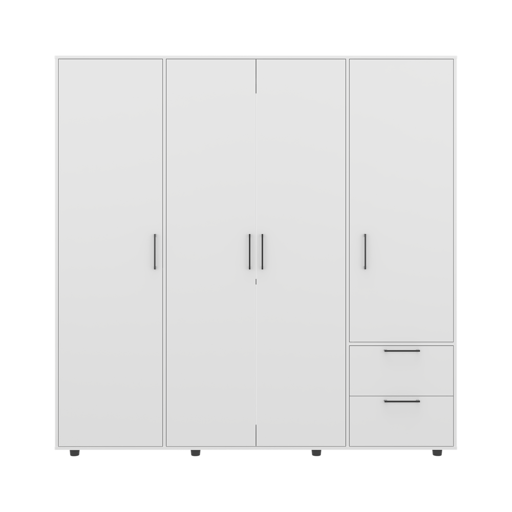 79-Inch Beluga Armoire with 2-Drawer and 4 Open Shelves – Closed Drawer Storage