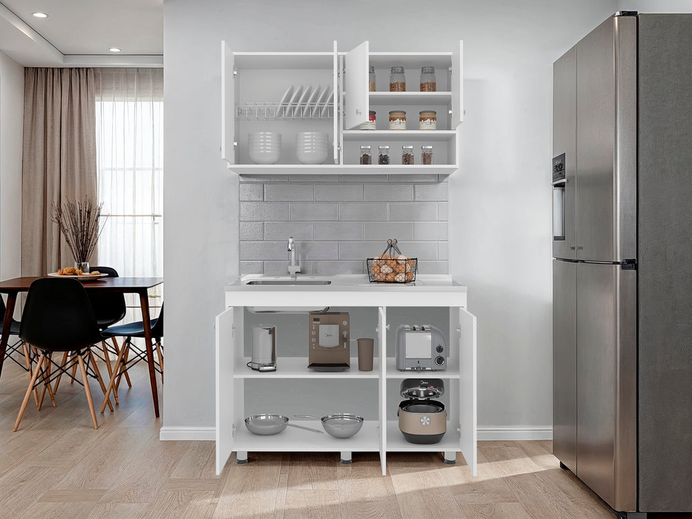 47-Inch Cohoe Storage Cabinet with 8 Open Shelves – Wall and Base Cabinet Pair