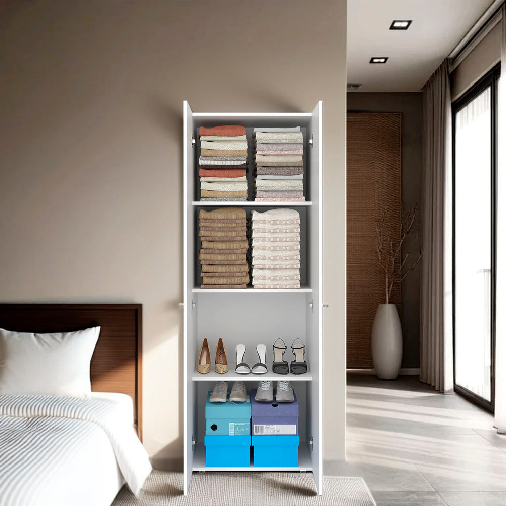 24-Inch Ghent Armoire with Double Door and 4 Open Shelves – Paneled Double Doors