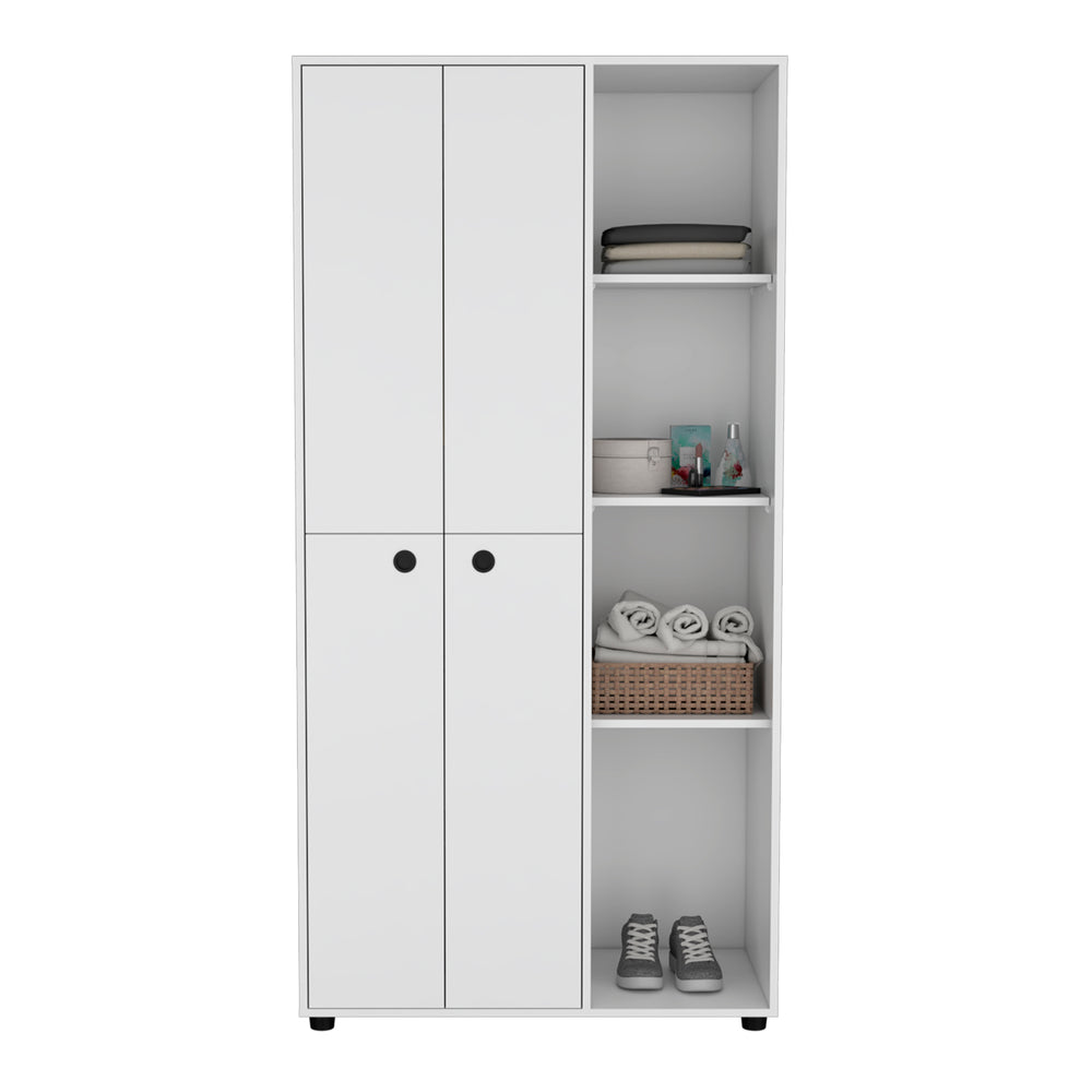 35-Inch Minto Armoire with 3 Open Shelves – Durable Construction