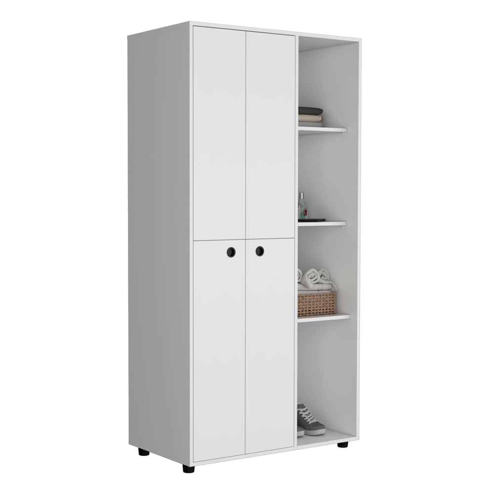 35-Inch Minto Armoire with 3 Open Shelves – Hanging Space and Open Shelving
