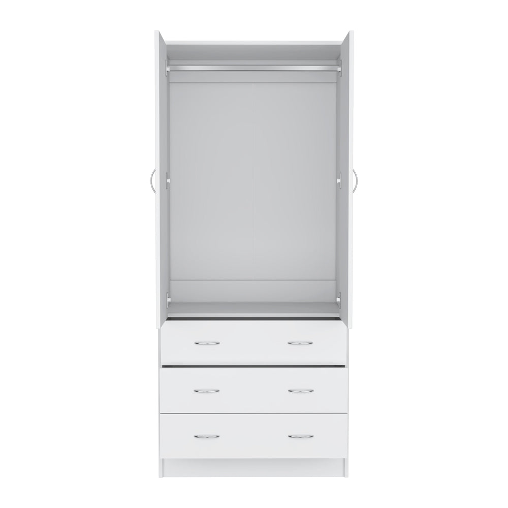 31-Inch Melfa 71" H Armoire with 3-Drawer and Double Door – Sturdy Weight Rating