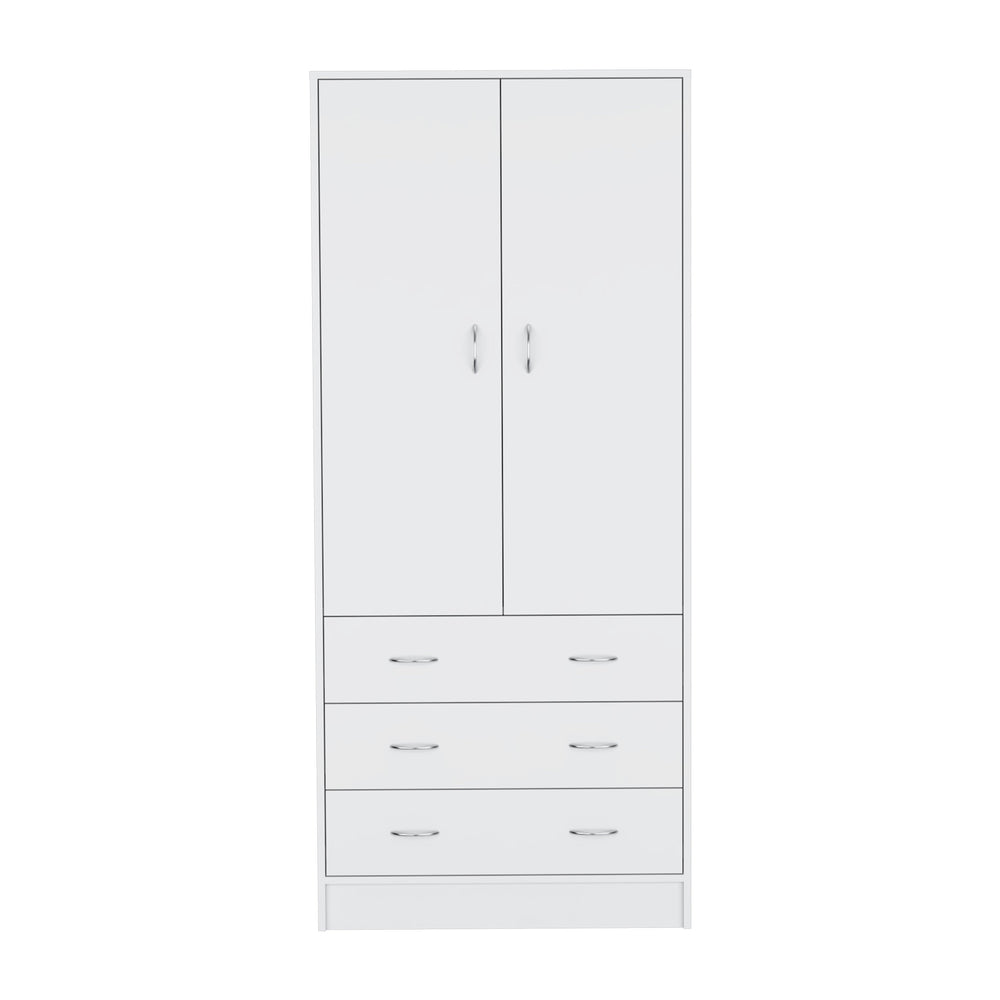 31-Inch Melfa 71" H Armoire with 3-Drawer and Double Door – Full-Height Wardrobe