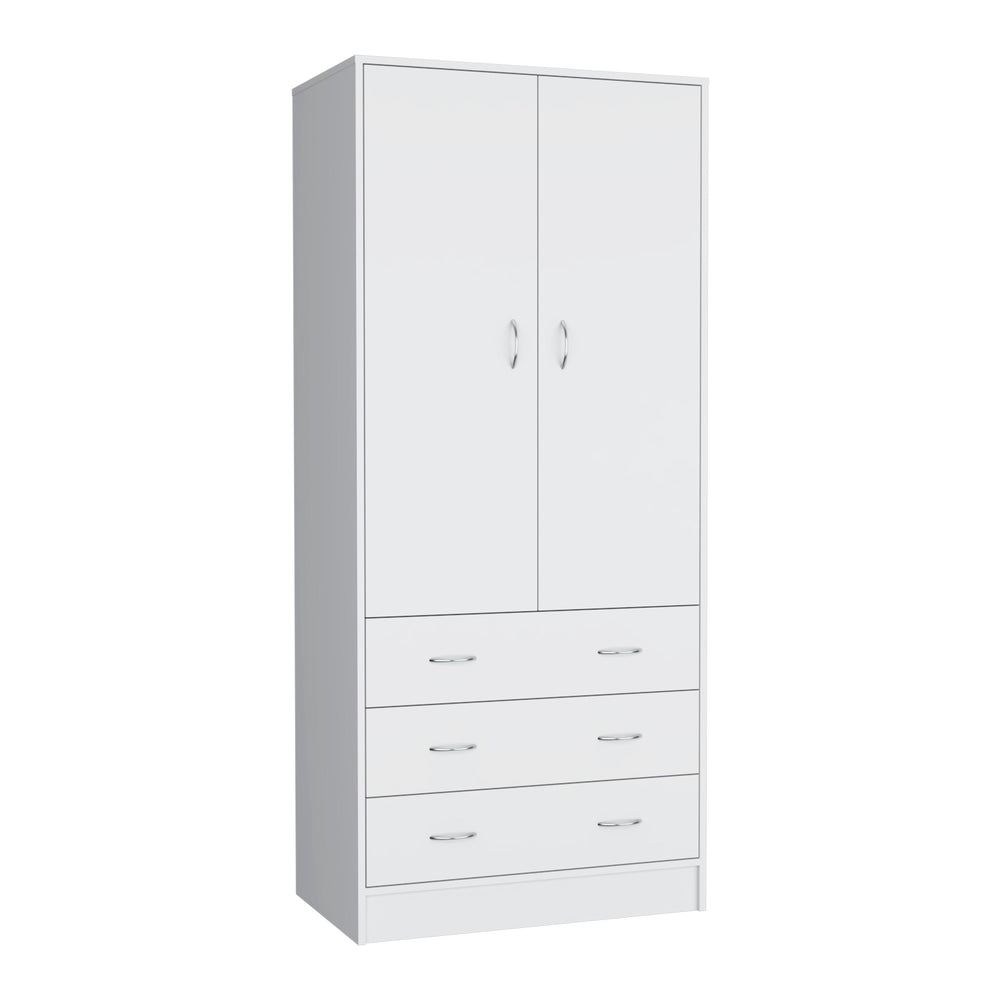 31-Inch Melfa 71" H Armoire with 3-Drawer and Double Door – Paneled Double Doors