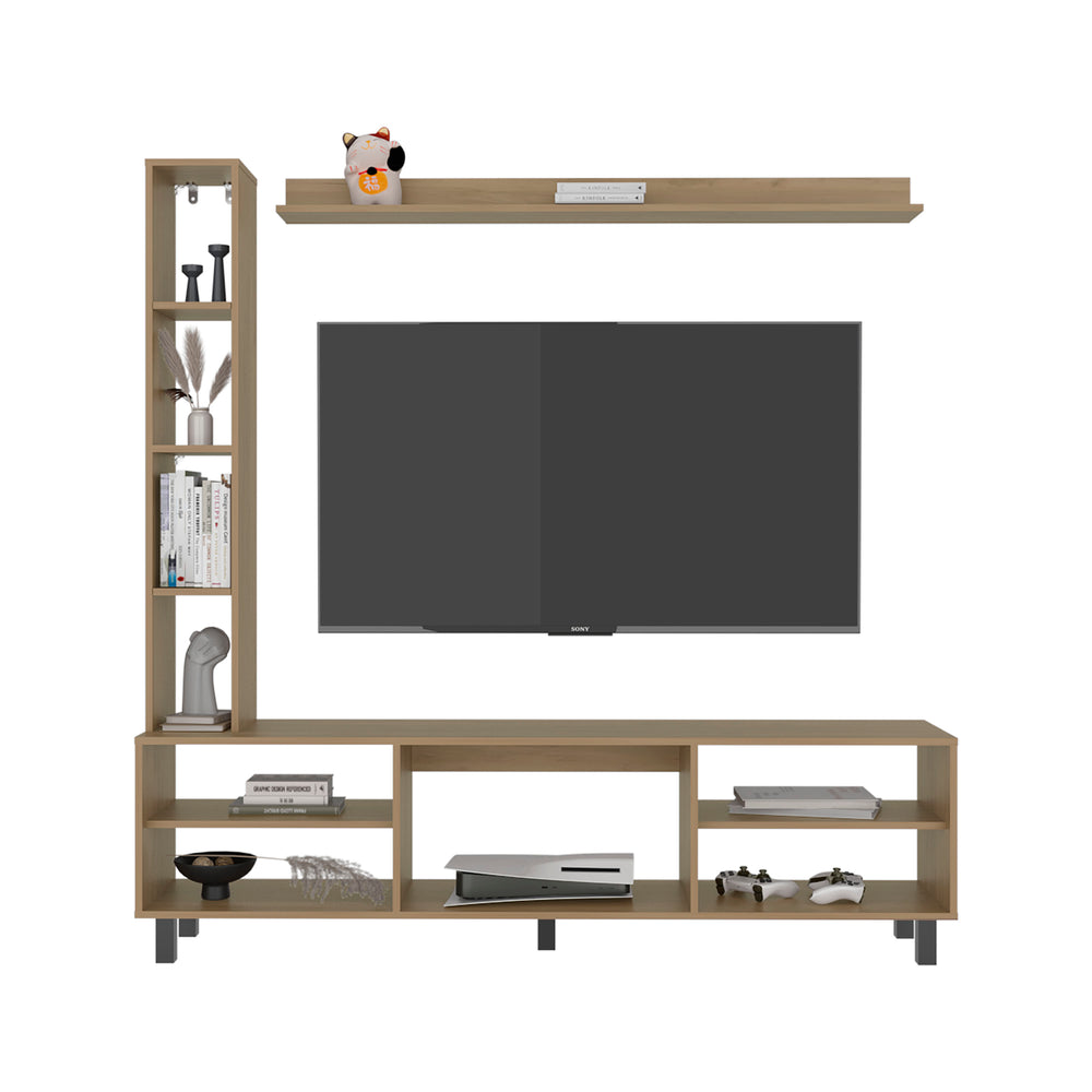 66-Inch Entertainment Center Wall Unit with Bookshelf & Floating Shelf – Fits TVs up to 65" – Fits TVs up to 65 Inches