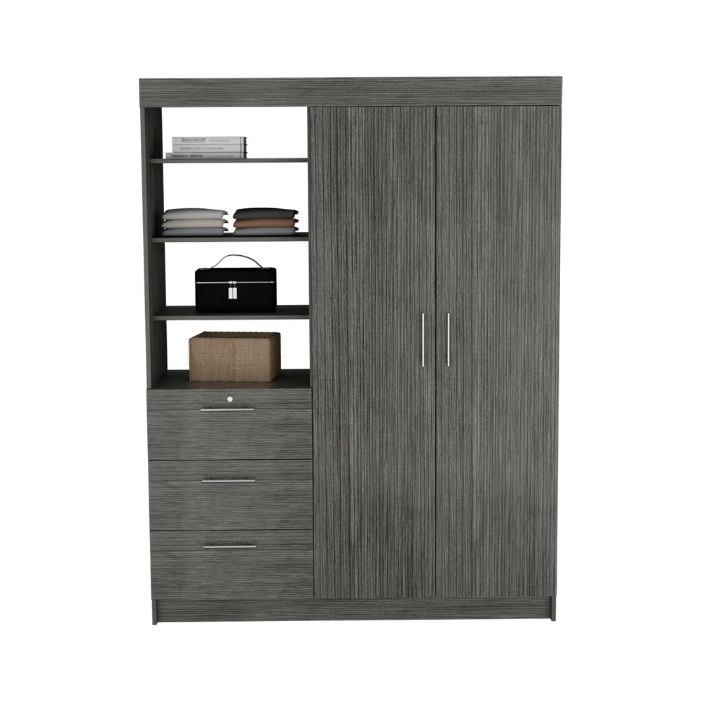59-Inch Laurel 3-Tier Armoire – Enclosed Cabinet Storage