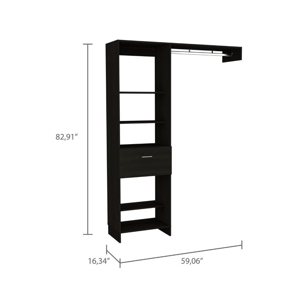 60-Inch Dynamic Closet Organizer with 1-Drawer and 5 Open Shelves – Durable Construction