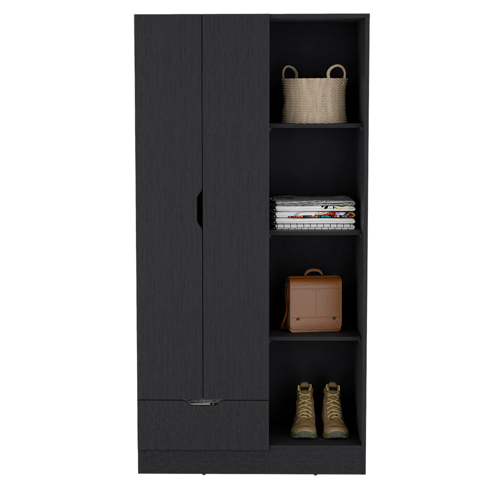 22-Inch Toccoa Armoire with 1-Drawer – Black Manufactured Wood Finish