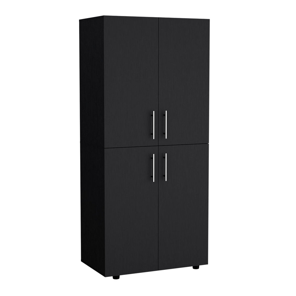 32-Inch Hazel Armoire with Double Door and 6 Open Shelves – Double Hanging Rod Storage