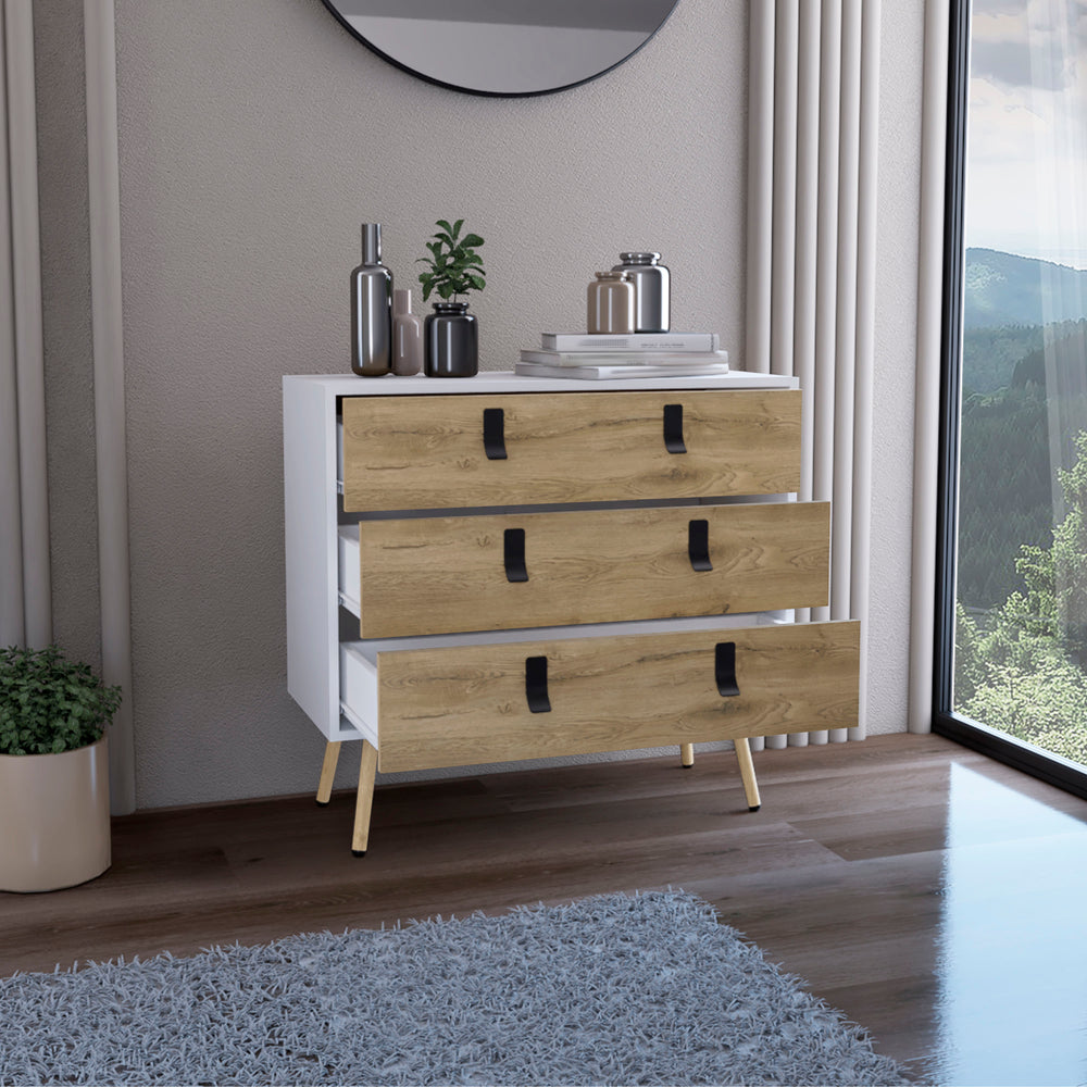 32-Inch Toka Dresser with 3-Drawer – Soft Two-Tone Look