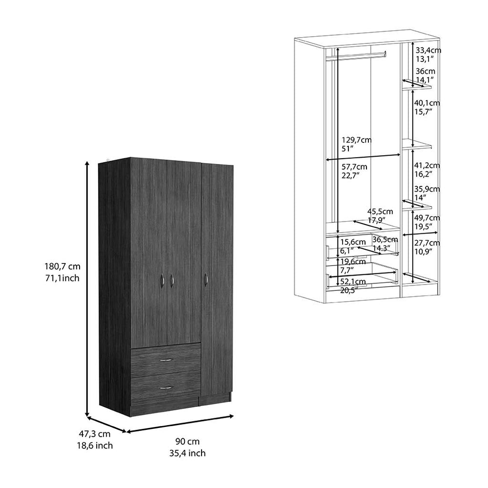 35-Inch Bosko Armoire with 2-Drawer – Adjustable Interior Shelving