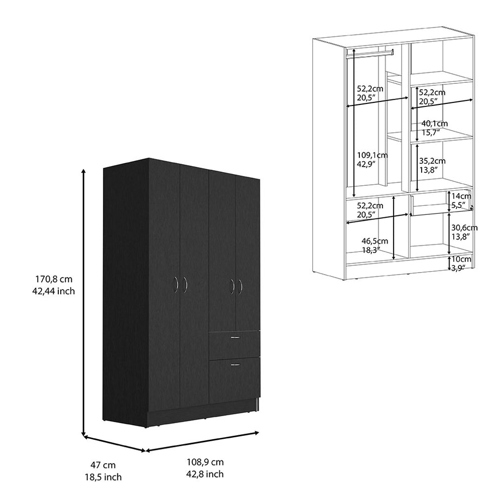 43-Inch Itaca Armoire with 1-Drawer and Double Door – Two-Tone Contrast