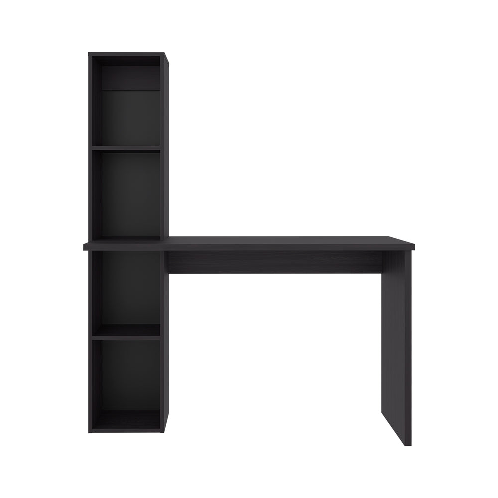 Elton Library Desk with an Open Bookcase Tower for Home Office Storage and Organization – Open Bookcase Tower