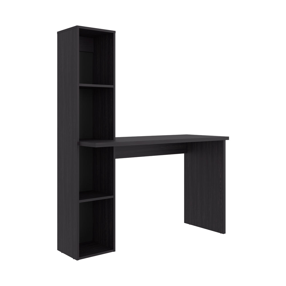 Elton Library Desk with an Open Bookcase Tower for Home Office Storage and Organization – Durable Construction