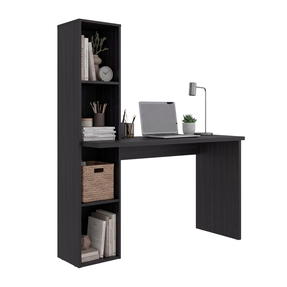 Elton Library Desk with an Open Bookcase Tower for Home Office Storage and Organization – Functional Dimensions