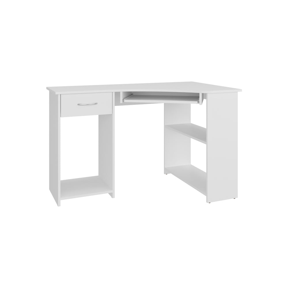 47-Inch Sturgeon Corner Desk with 2-Drawer and 3 Open Shelves – Sturdy Corner Fit