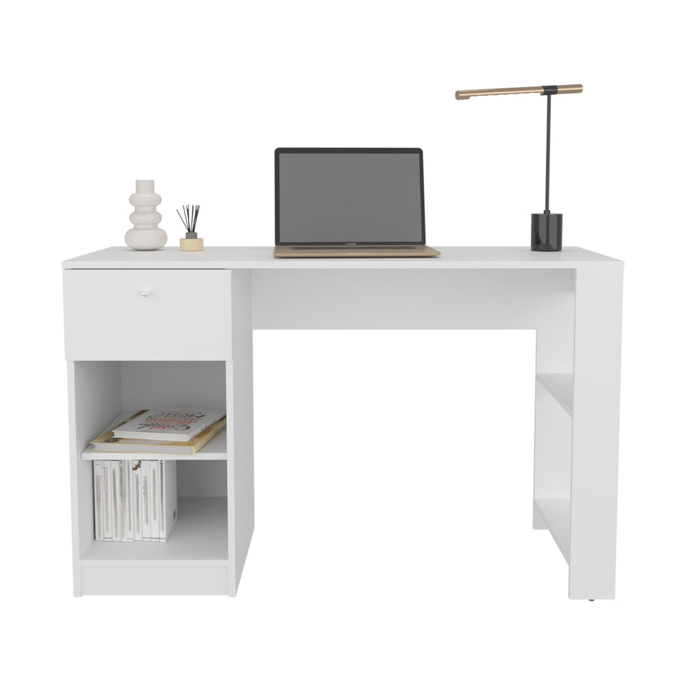 47-Inch Tolsona Writing Desk with 1-Drawer and 2 Open Shelves – Sturdy Build and Weight Capacity