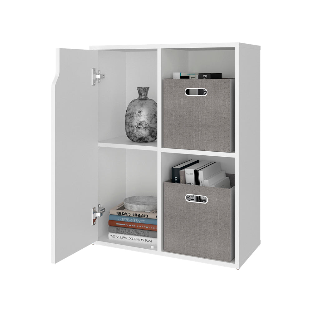 24-Inch Loma Bookshelf Furniture with 4 Open Shelves – Combined Open And Closed Storage