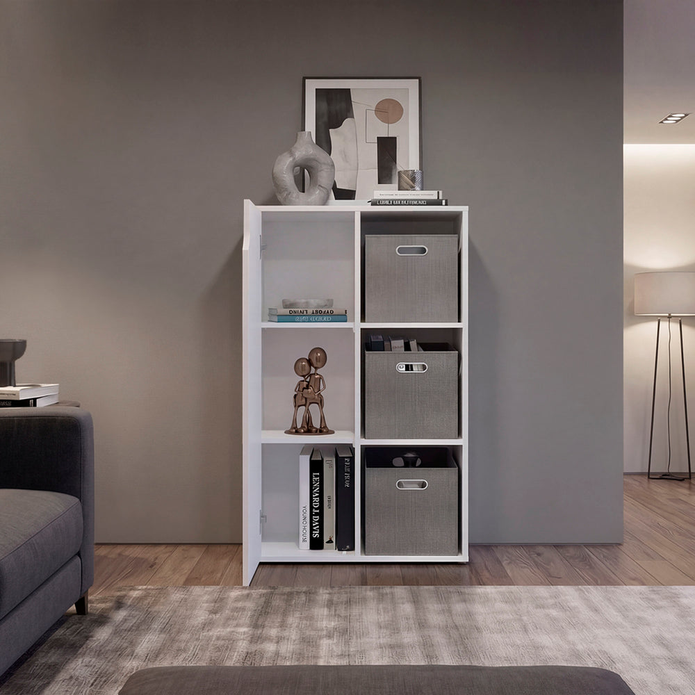 24-Inch Icard Bookshelf Furniture with 6 Open Shelves – Closed Door Section