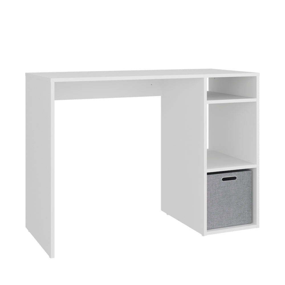 40-Inch Linden Desk with 3 Open Shelves – White Manufactured Wood Finish
